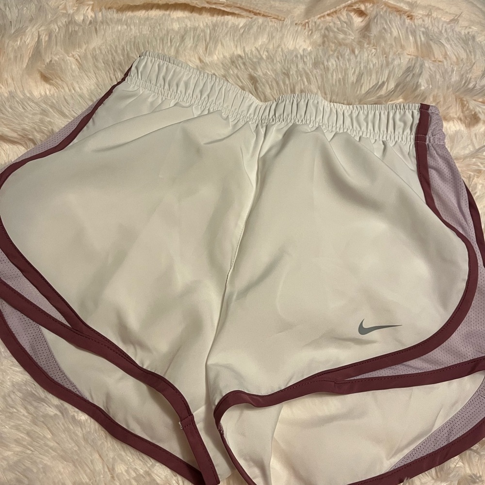 Purple/white nike shorts